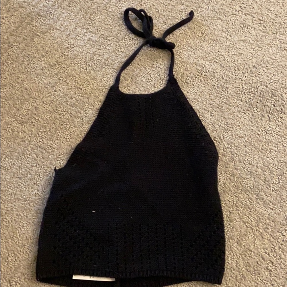 Black kitted halter top